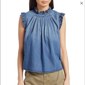 FRAME Ruffle Denim Sleeveless Top